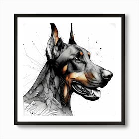 Doberman Head - Abstract Line Art Illustration 49 Poster