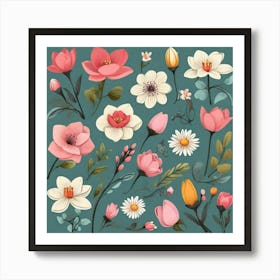 Spring Flowers Set art print Art Print