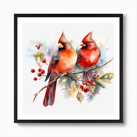 Cardinals On Branch 2 Art Print