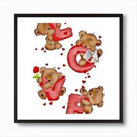 Teddy Bears Love Art Print