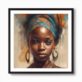 Wall Painting Of A Beautiful African Girl 3 Art Print