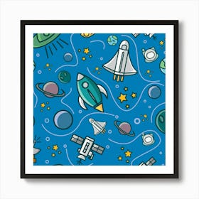 Spaceships And Planets Art Print