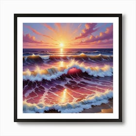 Sunset At The Beach paintings art print 2 Art Print