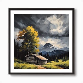 716197 Acrylic Painting Of A Mountain Landscape, With A S Xl 1024 V1 0 Art Print