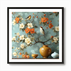 Chinese Birds And Flowers Art Print