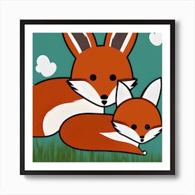 Cute Foxes Art Print