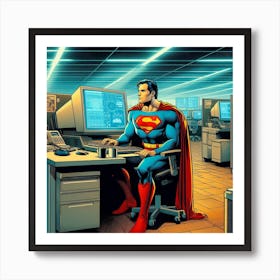 Superman In The Office 1 Art Print