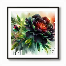 Peony Flower Painting Art Print