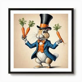 Rabbit In Top Hat 14 Art Print