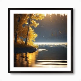 Autumn Trees On A Lake 3 Art Print