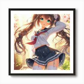 Anime Girl In School Uniform Art Print