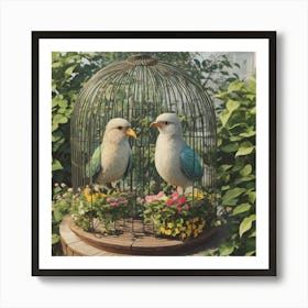Birds In A Cage Art Print