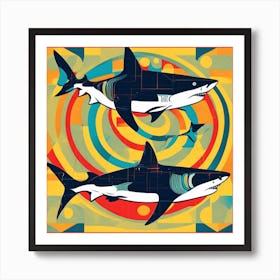 Modern Art Pisces Sharks Art Print