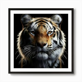 Tiger Portrait isolated on black background 2 Art Print