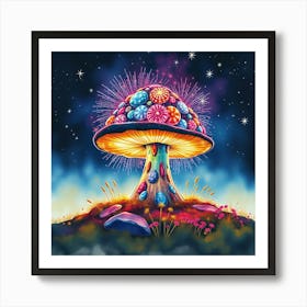 Mushroom In The Night Sky 4 Art Print