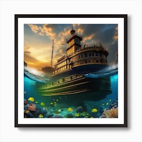 Ship In The Sea Art Print