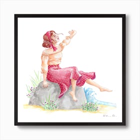 Summer girl by the sea Art Print