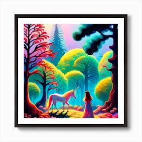 Unicorn In The Forest Art Print