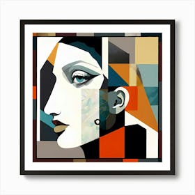 Abstract Portrait Artwork Of A Woman With Frame Art Print