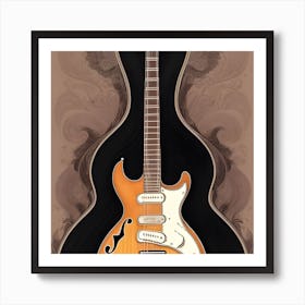 Luxury Wooden Guitar Art Print