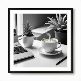 Coffee And Laptop 1 Art Print