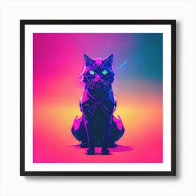 Cat In Neon Art Print