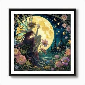 Fairy In The Moonlight 4 Art Print