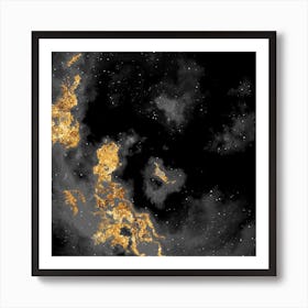 100 Nebulas in Space with Stars Abstract in Black and Gold n.094 Art Print