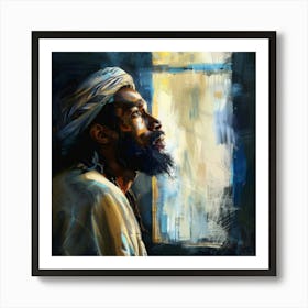 Man Looking Out Of The Window Art Print