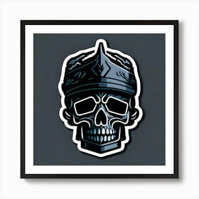Skull Sticker With A Cap Silver (59) Art Print