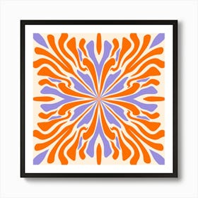 Abstract liquid petals - violet and orange Art Print