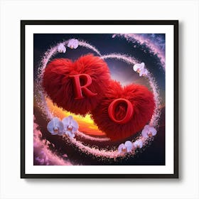 A Captivating 3d Render Of Two Floating Red Fluf Art Print