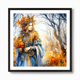 A Portrait Of A Young Woman In The Woods Art Print