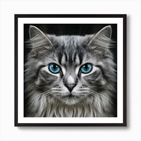 Portrait Of A Cat With Blue Eyes 1 Art Print