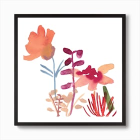 Botanical Watercolors 4 Square Art Print