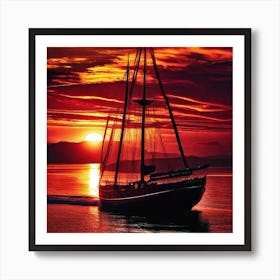 Sunset Sailboat 11 Art Print