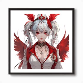 White Hair Anime Angel Doctor Art Print