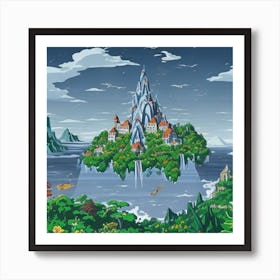 Chillhop Lofi World Suspended In The Sky Where Crystal Island 1 (1) Art Print