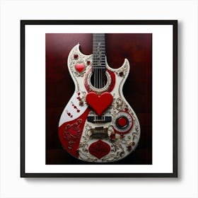 Heartstrings Monarchy: Queen of Hearts Guitar Elegance (9) Art Print