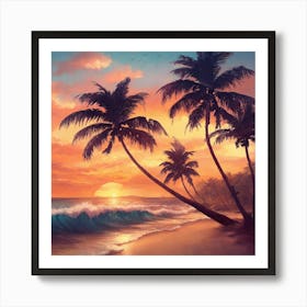 Hawaiian Beach Sunset Art Print