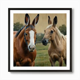 Two Horses In The Field Art Print