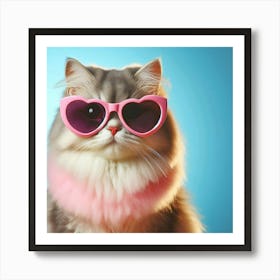 Cute Cat In Sunglasses Art Print