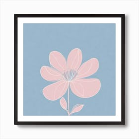 A White And Pink Flower In Minimalist Style Square Composition 79 Art Print