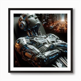 Robot Sitting In A Chair Art Print