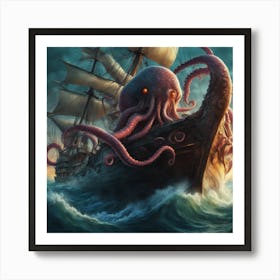 Octopus Ship 2 Art Print