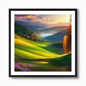 Sunset In The Countryside Art Print