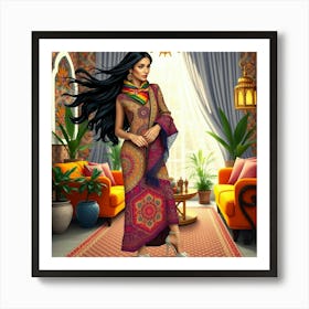 Islamic Woman In The Living Room Art Print