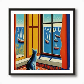 Cat Looking Out The Window 9 Art Print