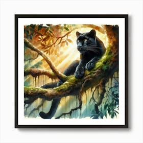 Black Panther In The Forest Art Print