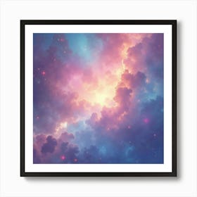 Radiant Watercolor Nebula With Soft Celestial Hues 1 Art Print